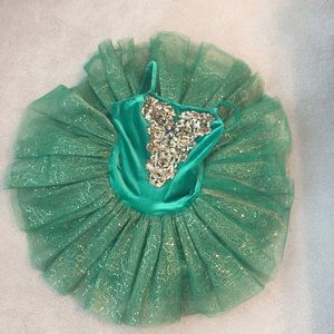 green & gold pointe tutu ballet costume